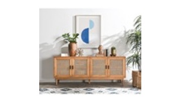 Factory wholesale door side  natural modern designs  nordic style  storage  solid wood rattan  living room kitchen cabinet1