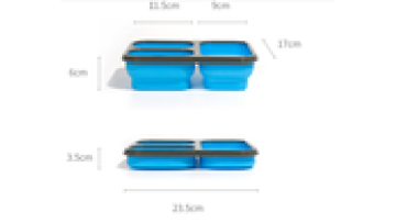 Three holes foldable box New Silicone Rectangle Shaped  Preserving Lunch Box with spoon1
