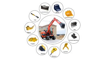 Wheeled Hydraulic Excavators Wood Grab Loader Machine Wheel Excavator with Rotating Grapple