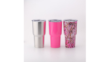 Double Wall silver coffee tumbler with Wide Mouth