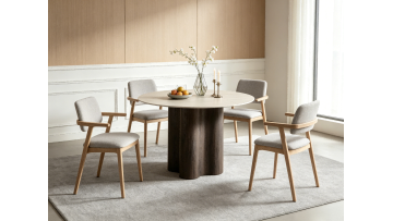 BR-DT-6108Y Elegant Round Sintered Stone Dining Table for Modern Living Spaces