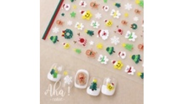 Wholesale Qianya AHA069-076 Christmas Nail Stickers - Cute Kawaii Rabbit and Santa Tree 3D Nail Art1