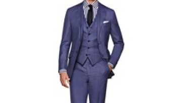 Dark Blue Woolen Groom Turkey Style 3-Piece Men's Suit Plus Size Cotton Blazer & Pants with Regulatory Loop & Button Decoration1