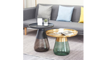 Household glass coffee table set round size glass living room side table coffee table combination1