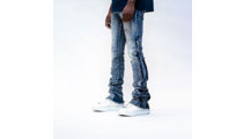 Custom Stack Pants Washed Flare Bootcut Boot Cut Bottom stacked Jeans Men1