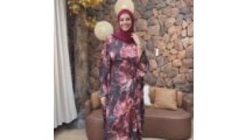Dubai Abaya Batwing Butterfly Style Fashionable Printed Kaftan Modest Dress with Tie Back Belt1