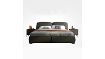 Luxury nordic furniture set wooden large storage double bed leather bed latest design king size bed frame1