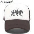 CLIMATE Forest Bear Trucker Cap Hunt Hunting Cap Hat Hip Hop Men Women Hat Baseball Cap Cool Summer Mesh Caps