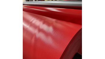 LIVITE 900gsm red awning PVC fabric membrane materials is in production.