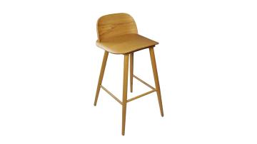 Nordic Simple bar Stool Imported Oak Frame with Back Support Natural High bar Chair for Kitchen Counter