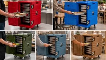 Commercial Grade Insulated Food Pan Carrier 95 QT Front Loading Hot Box for Catering, 6+ Hours Temperature Retention, Stackable Food Warmer with Heavy Duty Buckles for Restaurant & Banquet Service