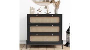 Cheap price  nordic style  modern designs natural  sideboard display storage rattan kitchen living room wood cabinet1