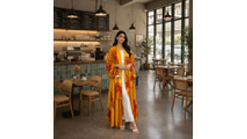 Turkish Style Watercolor Print Cardigan Traditional Muslim Clothing Tie Dye Style Dubai Abaya Long Dress1