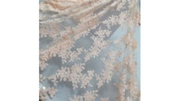 2024 new arrival pink ivory poly embroidery lace fabric net embroidered china daisy embroidery mesh1