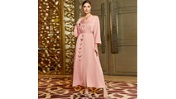 Abaya Femmes Robe Musulmane V-neck Long Sleeve Solid Color Abaya Dress Belt Muslim Abaya Elegant Women's Maxi Dress1