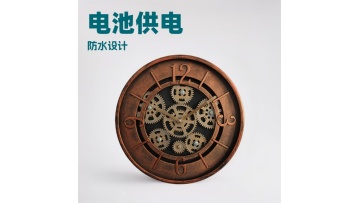 12 Inch Steampunk Gear Wall Clock YM-6841B: Battery-Powered, Waterproof Retro Decor