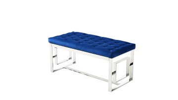 TL-AB07 Velvet Bench with Silver Stainless Steel Legs – Luxurious Seating & Modern Elegance