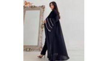 Uni New Plain Design Solid Casual Daily Open Kimono Abaya Galabia Muslim Saudi Beads Women Kaftan Moroccan Long Robe Clothing1