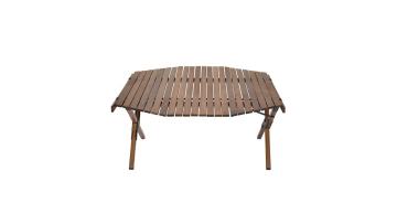 Polygonal egg roll tables for camping walnut color