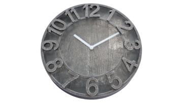 YM-8530C Vintage farmhouse, rustic wooden clock, 12 inch Arabic numerals and weathered natural wood grain surface