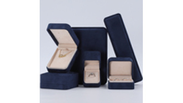 Hanhong wholesale blue microfiber jewelry packaging earrings necklace jewellery box luxury bracelet rings velvet jewelry box1