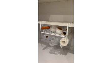 Cabinet hanging basket with hook (white spray painted)~1