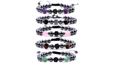 Hematite Beads Adjustable Woven Bracelets SB3039