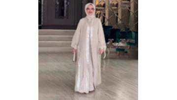 Middle East Muslim Dress Fashion Design Solid Color Open Abaya Sequin Wholesale Dubai Abaya Islamic Clothing1