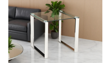TL-AS03 Modern Square Side Table Featuring Glass Top for Contemporary Living Spaces