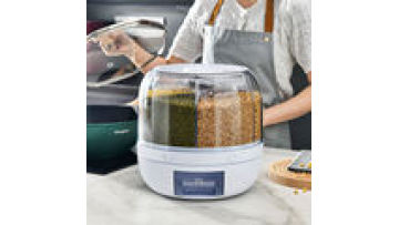 360° Rotating 6-Grid Airtight Grain Storage Dispenser Food-Grade Moisture-Proof Cereal Rice Container for Kitchen Dry Food1