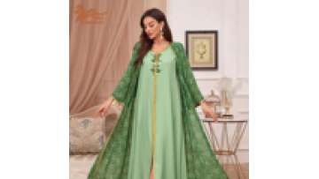 Islamic Clothing Muslim Women Printed Two Piece Set Long Sleeve Dress Vest Applique Robe Exquisite Dress Clothing Manufacturer1