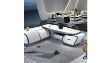 Luxury White L Shape Manager Leather New Patent Design Modern Fashion Style MDF Glossy Painting LED Executive CEO Office Desk1