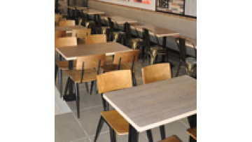 Factory wholesale fashion modern commercial  wooden furniture cafe metal and wood dining  restaurant  kitchen table1
