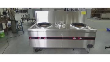Gas-fired Chinese double-burner single-soup wok stove