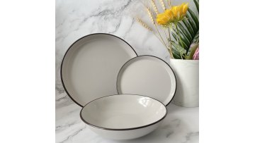 stoneware color glaze with black rim dinner sets