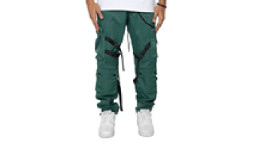 OEM Wholesale Men Multi-pockets Waterproof Casual Polyester Cargo Trouser Stylish Strap Detail Regular Fit Cargo Trouser Pants1