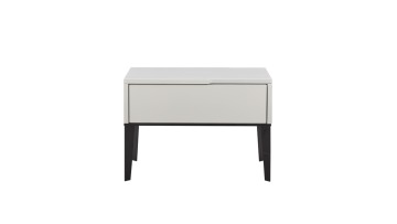 Home Design Rice White Painting E1 MDF Board Roasted Black Metal Feet Cabinet Modern  Nightstand Bedside Tables for Hotel1
