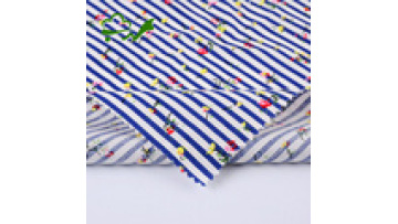 New design custom printed flower stripes blue 100% cotton shirt fabric1