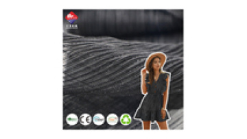 Customizable Crepe Lurex Mesh Fabric 100% Polyester 35gsm Black Crinkle Dyed Metallic Knitted Fabric for Fashion Garment1