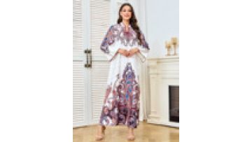 2026 New Muslim V Neck Ramadan Jalabiya for Women Middle East Paisley Printed Eid Ethnic Style Dress Dubai Elegant Islamic Robe1