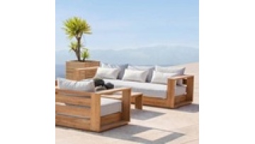 Wholesale  Waterproof Furniture with Cushions Living Room Balcony  Patio Hotel Teak Wood Sectional Garden Outdoor Sofa1