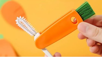Topwill Multi-function Cup Cover Cleaning Brush Carrot Shape Cute Portable Insulation Cup Groove Scrub Bottle Nipple Gap Brush1