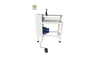 Paper core cutter with pedal operation
