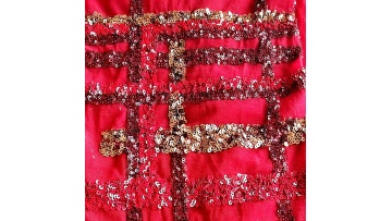 2023 new multicolor striped embroidery sequined mesh women's dinner dress fabric1