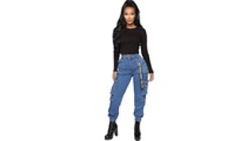 Cargo Patch Trendy Multi Pocket Jeans Womens Trousers Pants Designs for Women1