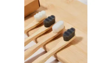 Disposable Bamboo Toothbrush with Charcoal Bristles-Soft & Hard Options for Hotel Travel1