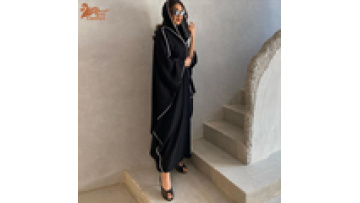 Trendy Black Abaya EID Ramadan Islamic Clothing Patchwork Hijab Open Abaya With Shawl Robe Femme Abaya Women Muslim Dress1