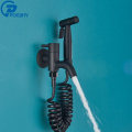 POIQIHY Black Handheld Bidet Spray Brass Shower Sprayer Set Toilet Faucet Shower Bidet With Hose and Holder Hygienic Spray Gun