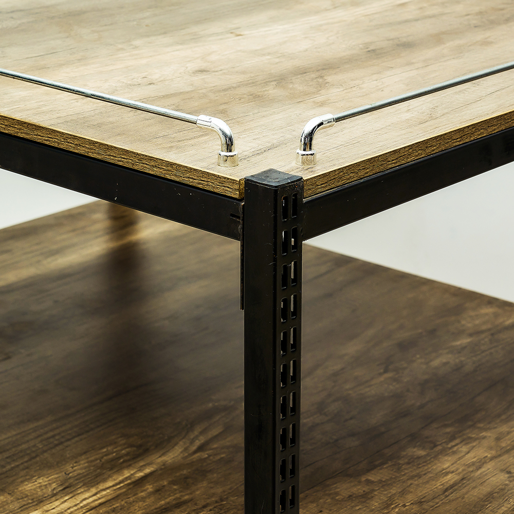 steel and wood shelves