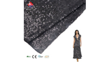 New Arrival RTS Fashion Knit Embroidery Black Printing Fabric with Sequins for Dresses1